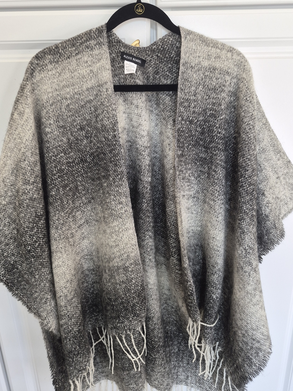 Alexis Bittar Gray Ombre Fringe Open-Front Sweater Wrap